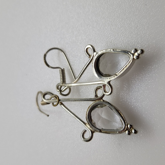 Nwot!! White topaz sterling earrings handmade - Picture 3 of 5